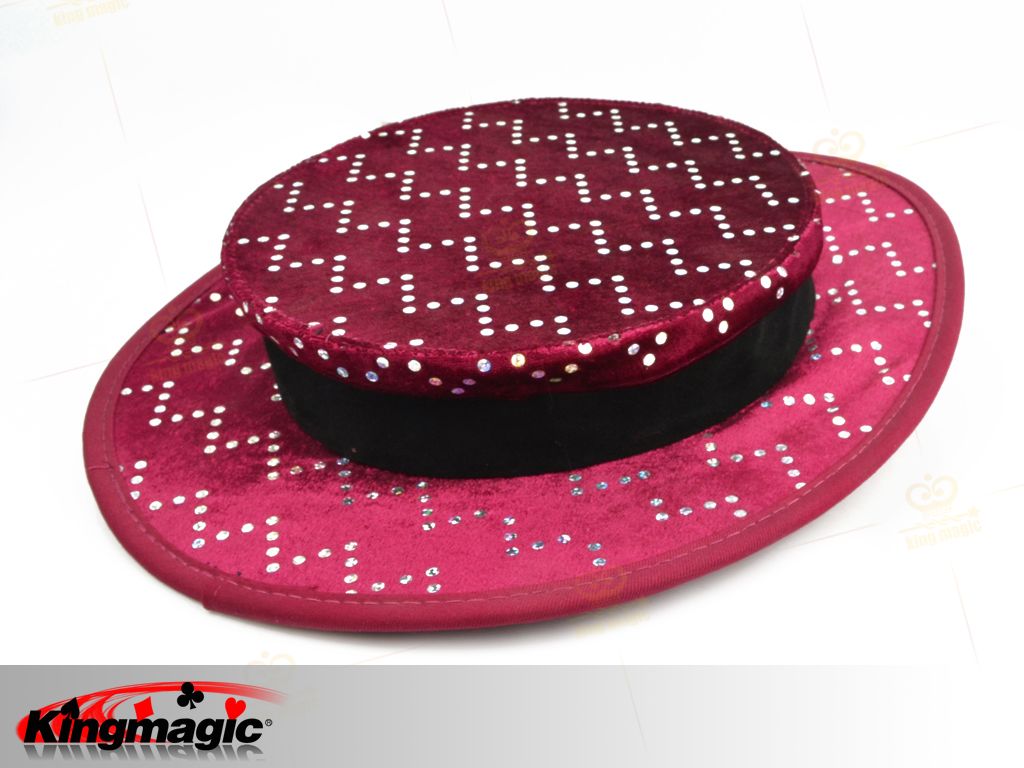 Folding Top Hat - red with silver