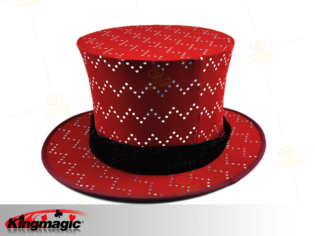 Folding Top Hat - red with silver