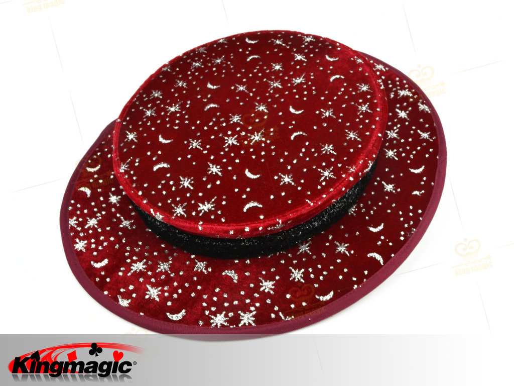 Folding Top Hat - Stars and the Moon (Red)